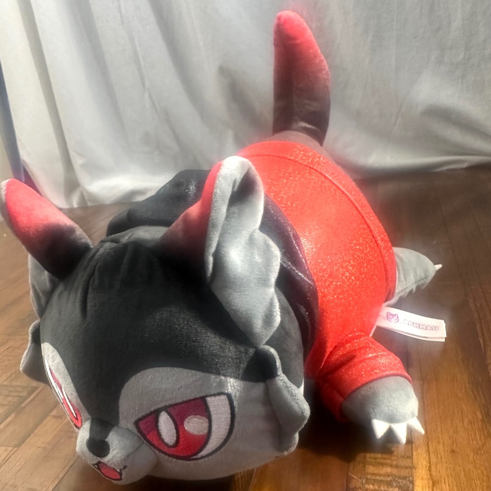 Official Aphmau Ultima Aaron MeeMeows Large 11" Red Wolf Cat Plush Kawaii Gamer‎